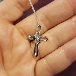 Sterling silver diamond cross necklace